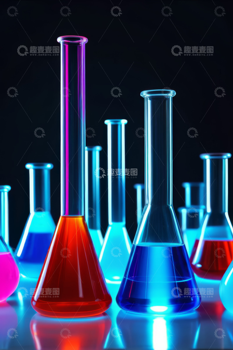 高清大图下载【趣麦麦图】实验室多彩化学实验玻璃器皿