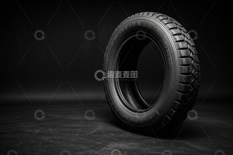 高清大图下载【趣麦麦图】黑色背景下的汽车轮胎特写