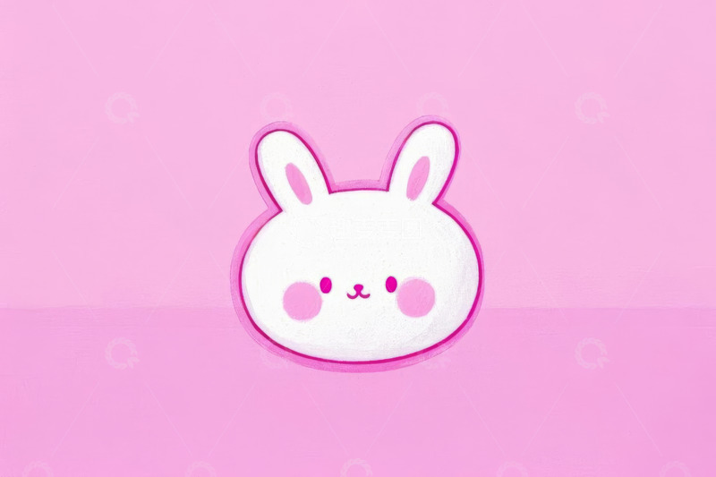 高清大图下载【趣麦麦图】粉色背景卡通兔子头像