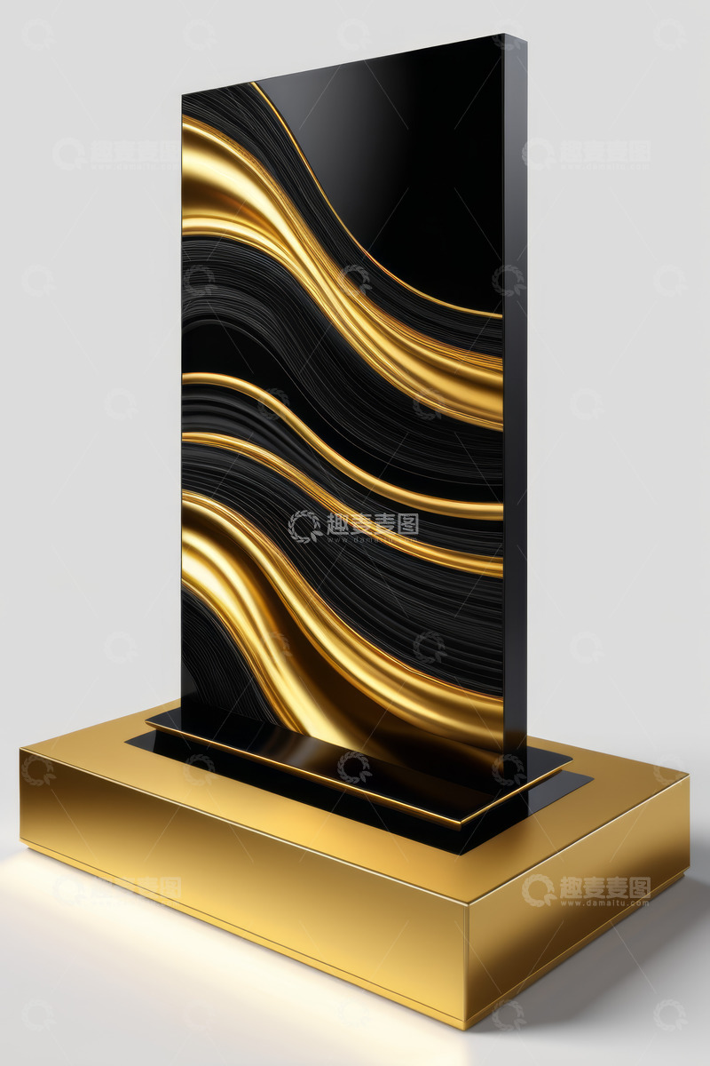 高清大图下载【趣麦麦图】黑金配色立体展示台设计