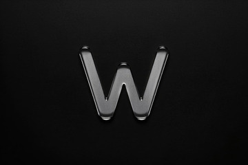 黑色背景金属质感字母W