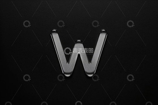 黑色背景金属质感字母W
