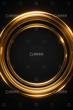 黑色背景金色发光圆环