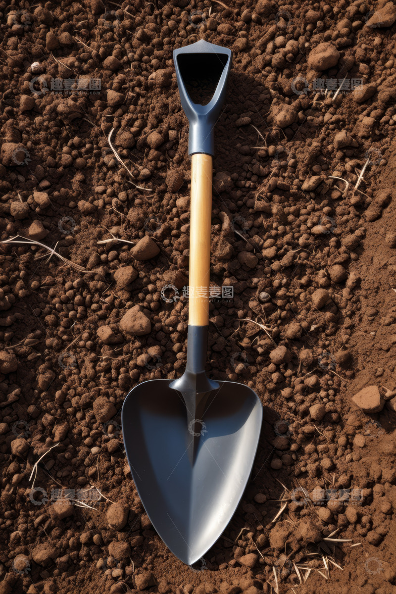 高清大图下载【趣麦麦图】泥土上的园艺铲