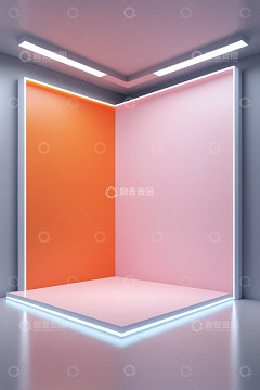 带发光效果的几何空间展示台