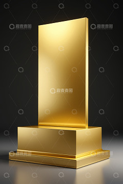 金色立体矩形奖杯展示
