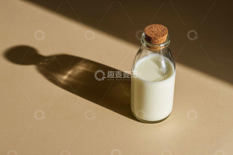 高清大图下载【趣麦麦图】玻璃瓶中的白色牛奶静物