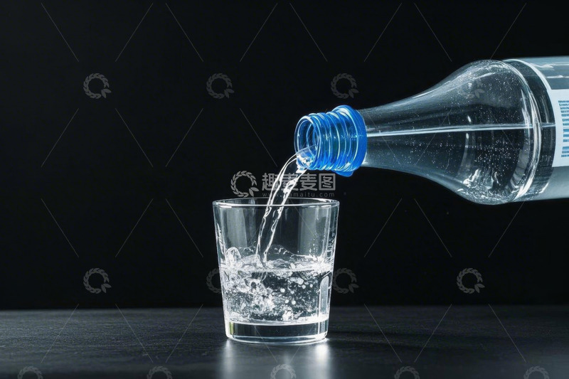 高清大图下载【趣麦麦图】瓶装水倒入玻璃杯场景