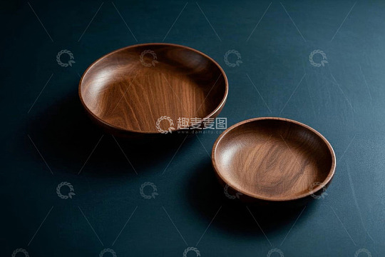 深色背景木质圆盘静物