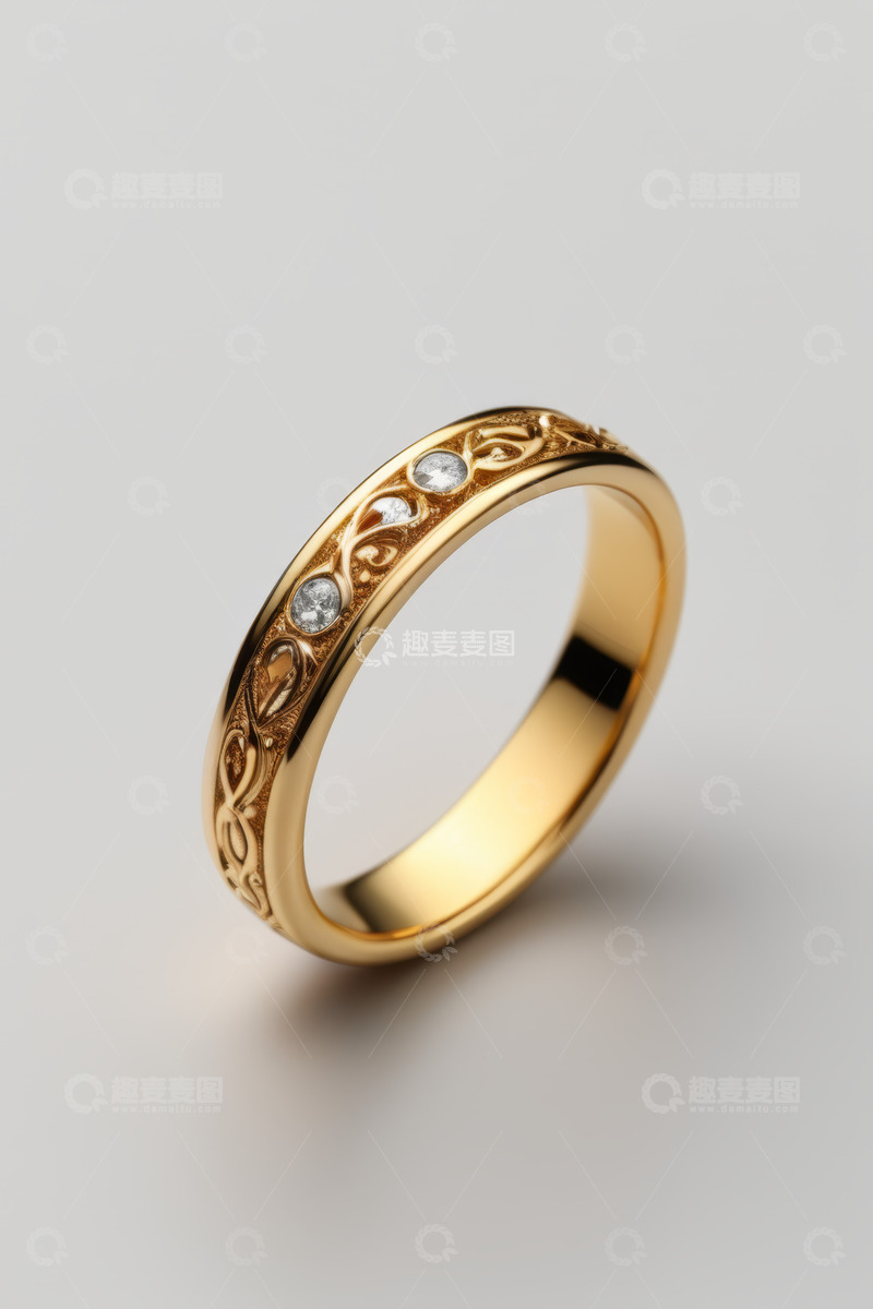 高清大图下载【趣麦麦图】金戒指镶嵌钻石特写