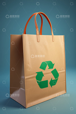 带回收标志的纸质购物袋