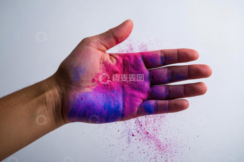 高清大图下载【趣麦麦图】手上彩色粉末特写