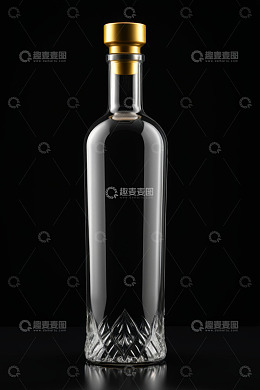 透明玻璃酒瓶带金色瓶盖