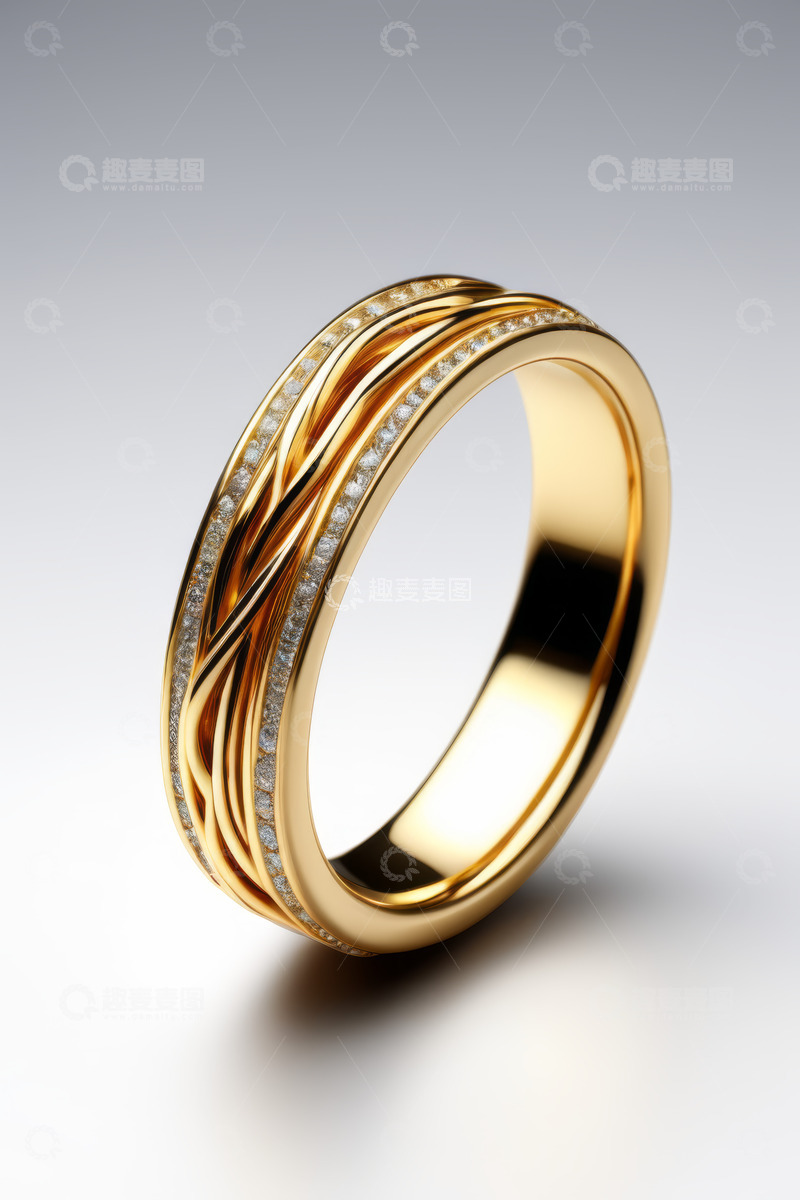 高清大图下载【趣麦麦图】黄金钻石戒指特写