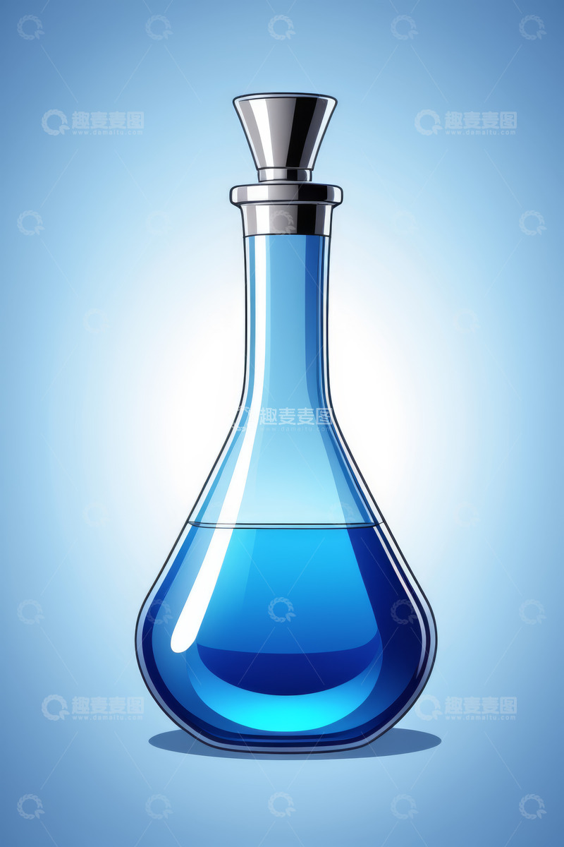 高清大图下载【趣麦麦图】蓝色液体玻璃试剂瓶