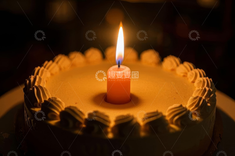 高清大图下载【趣麦麦图】生日蛋糕上点燃的蜡烛
