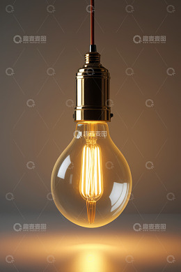 悬挂式发光复古灯泡特写