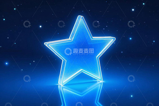 蓝色发光五角星星空背景