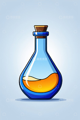 蓝色玻璃瓶插画素材