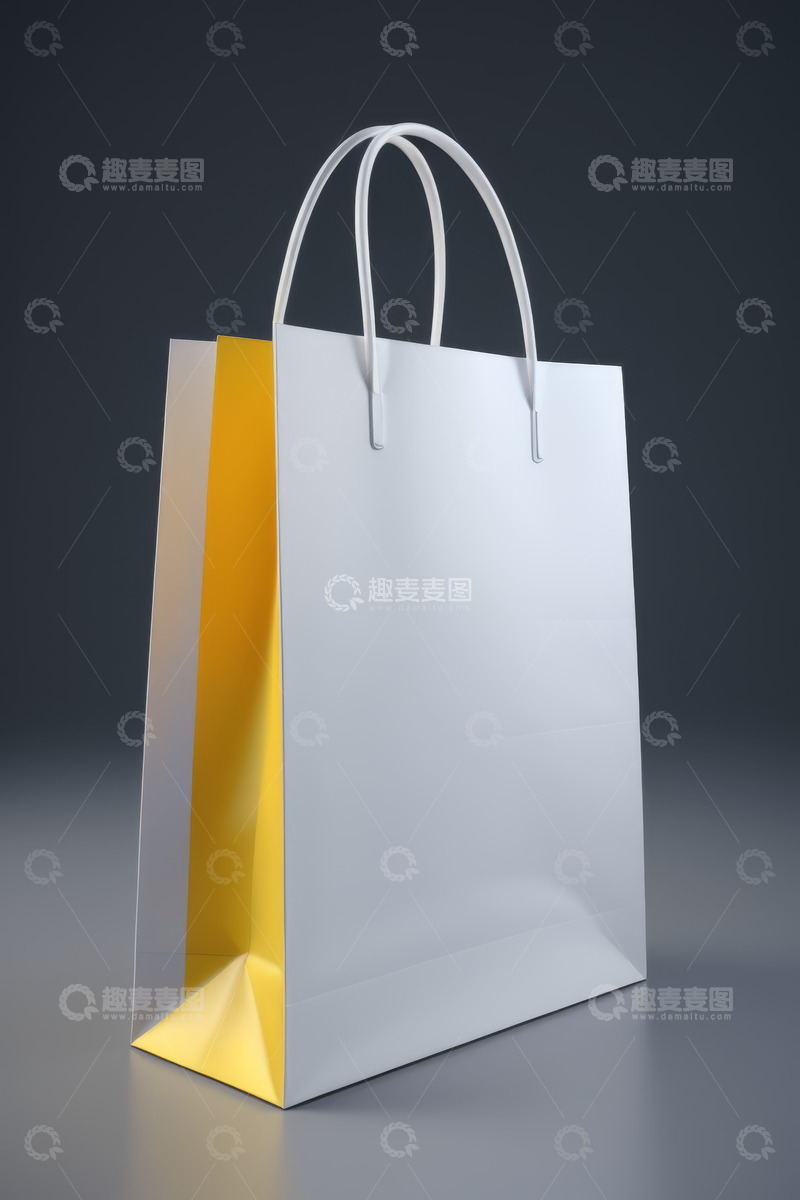 高清大图下载【趣麦麦图】白色手提购物袋展示