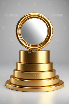 金色奖杯模型特写