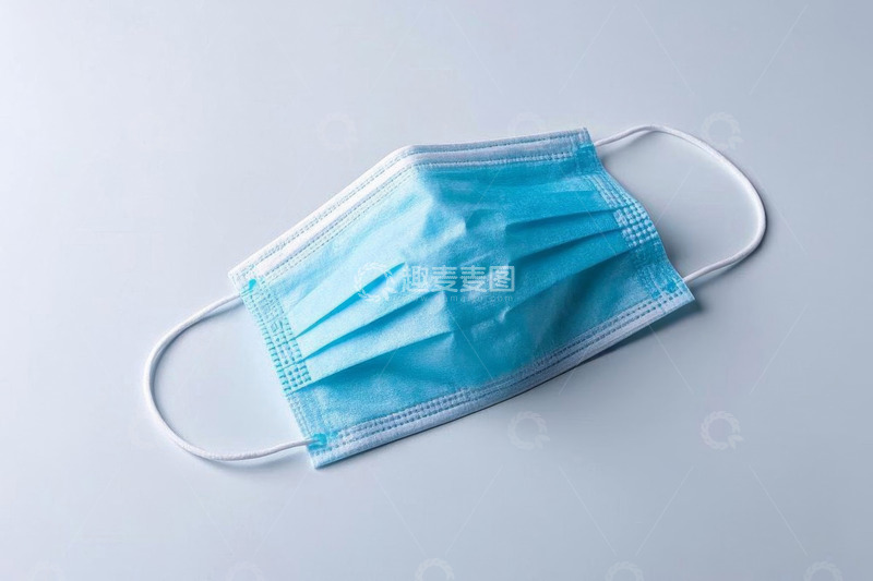 高清大图下载【趣麦麦图】医用蓝色一次性口罩特写