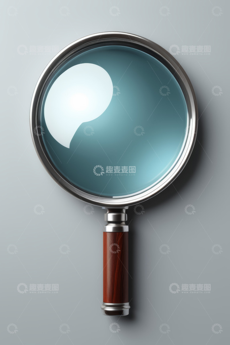 高清大图下载【趣麦麦图】金属木质放大镜特写