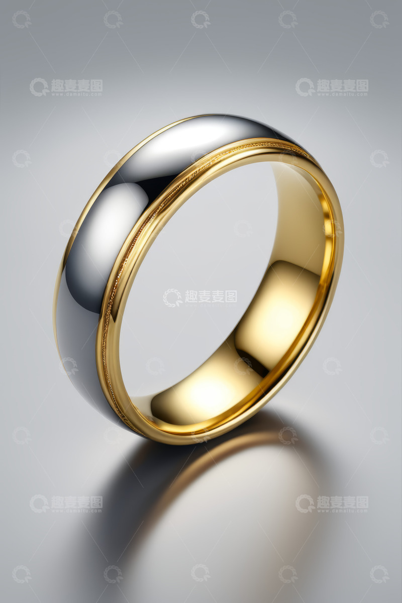 高清大图下载【趣麦麦图】金银双色戒指特写
