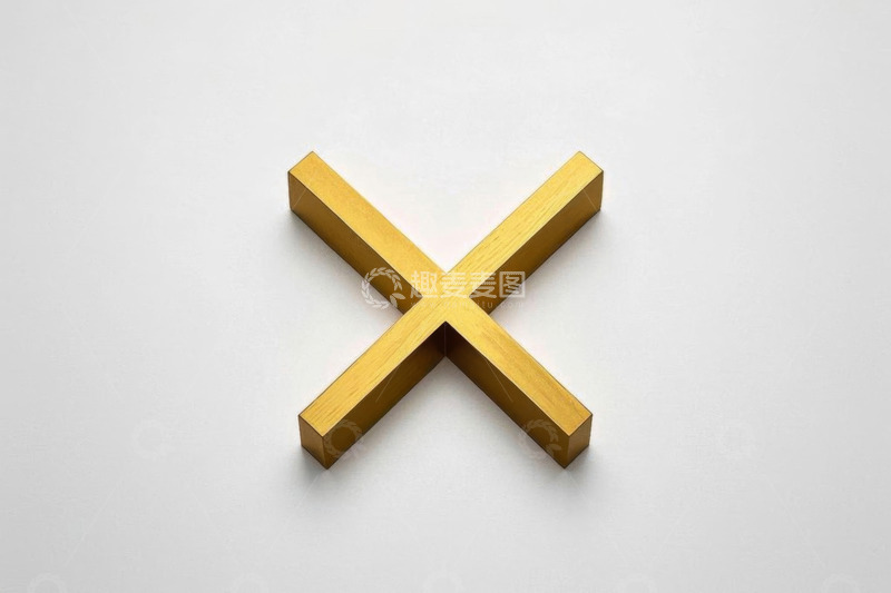 高清大图下载【趣麦麦图】金色立体叉号符号特写