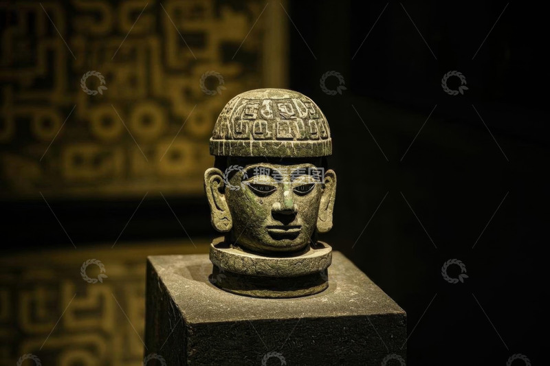 高清大图下载【趣麦麦图】博物馆内青铜文物头像展示