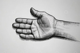 素描手掌张开画面