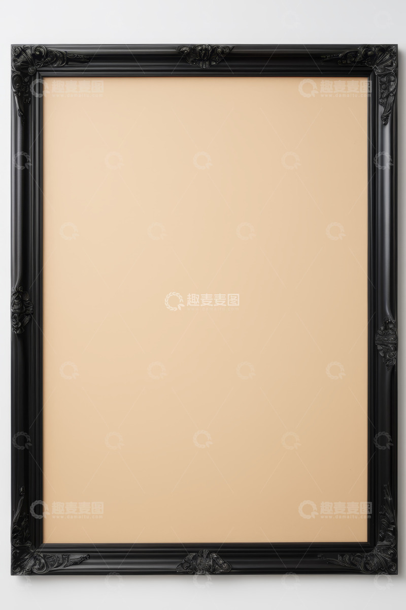 高清大图下载【趣麦麦图】黑色雕花相框装饰素材