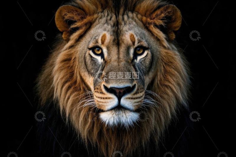 高清大图下载【趣麦麦图】雄狮正面特写素材