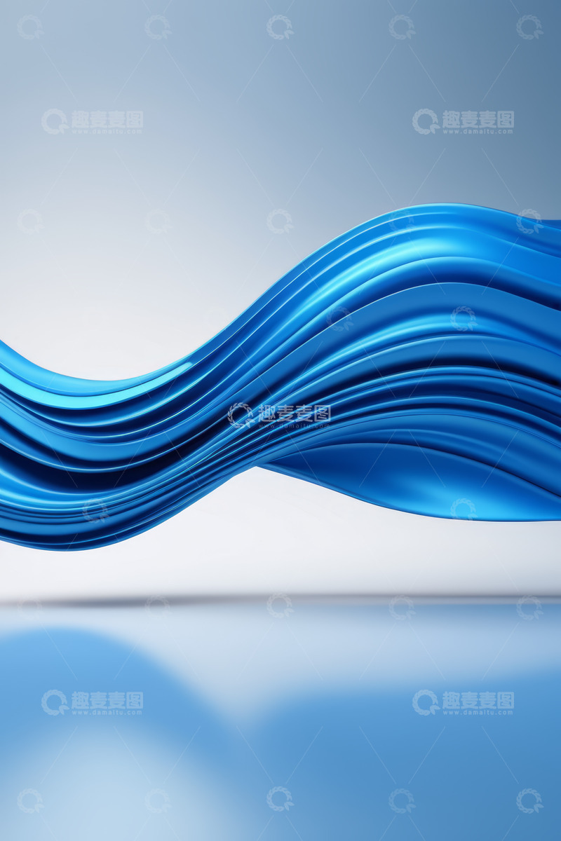高清大图下载【趣麦麦图】蓝色抽象波浪背景素材