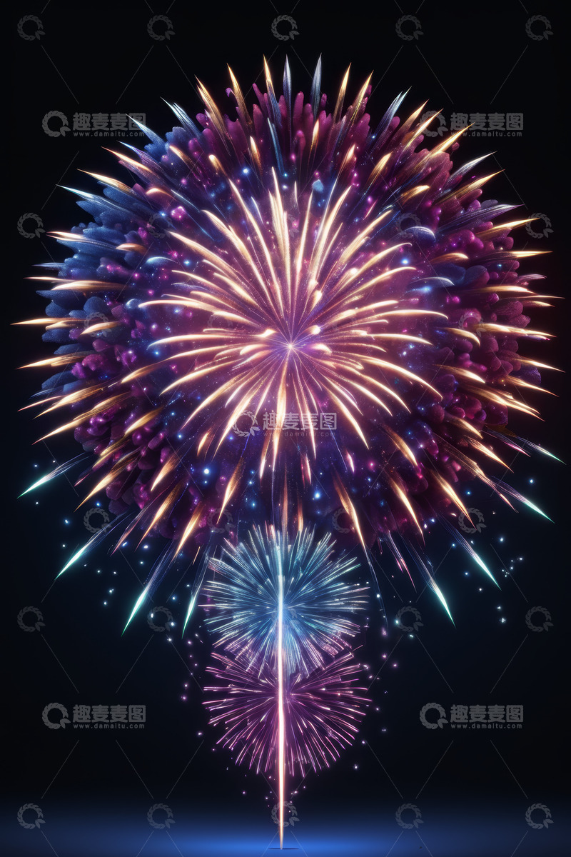 高清大图下载【趣麦麦图】夜空中绽放的绚丽烟花