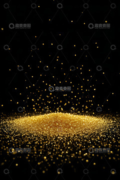 黑色背景金色粒子堆积效果