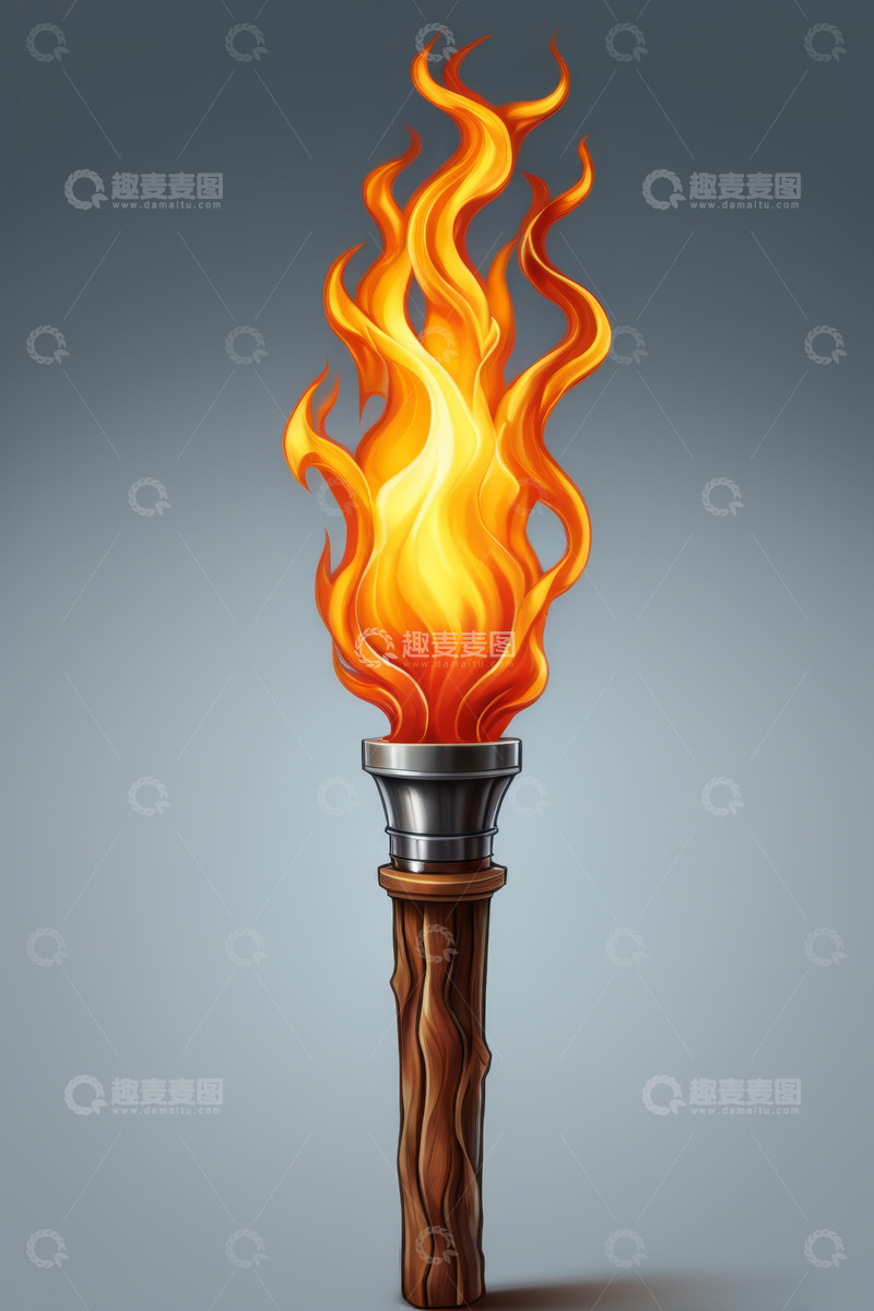 高清大图下载【趣麦麦图】燃烧的火炬插画素材