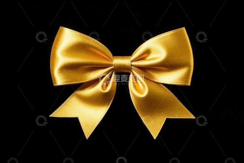 高清大图下载【趣麦麦图】金色蝴蝶结礼品装饰素材