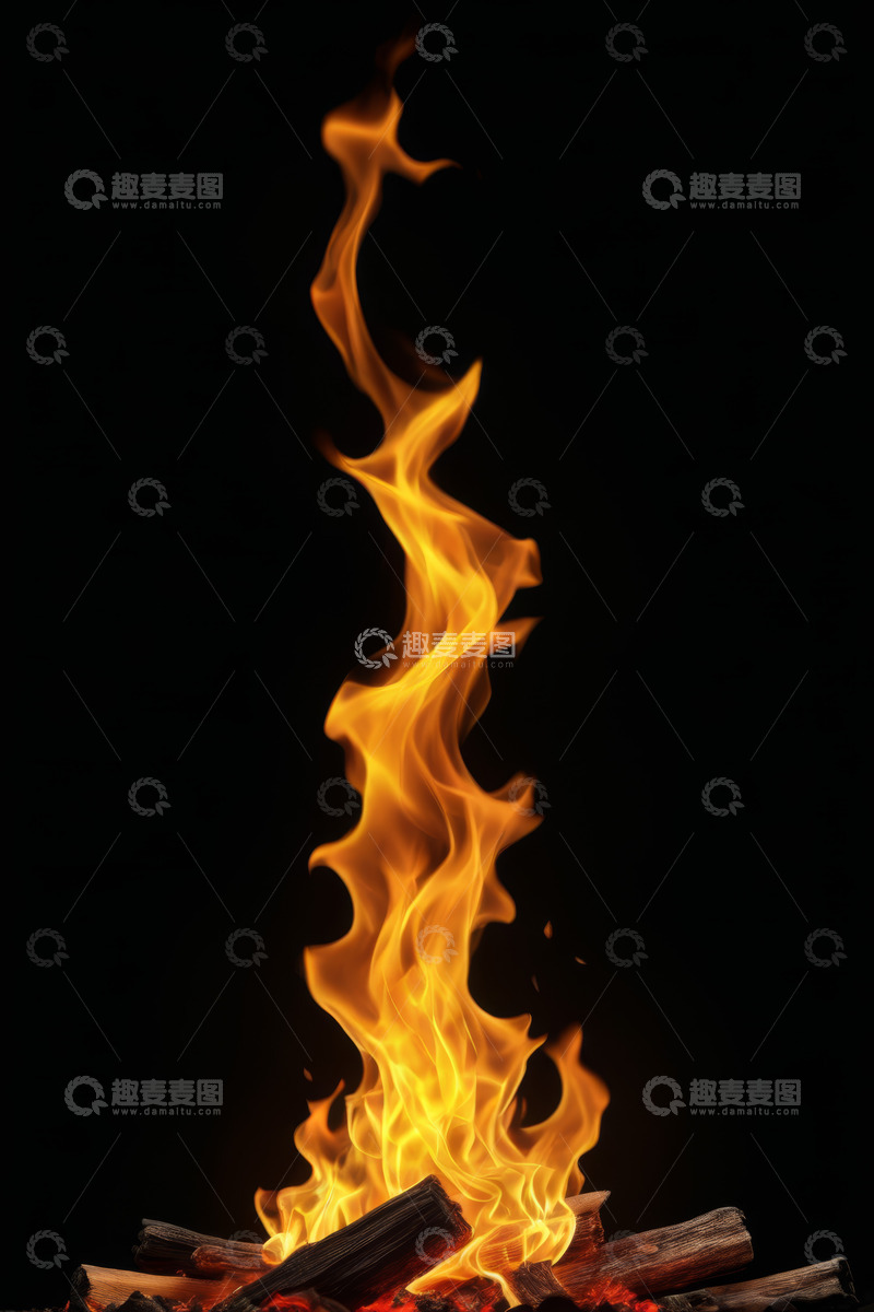 高清大图下载【趣麦麦图】燃烧的篝火火焰特写