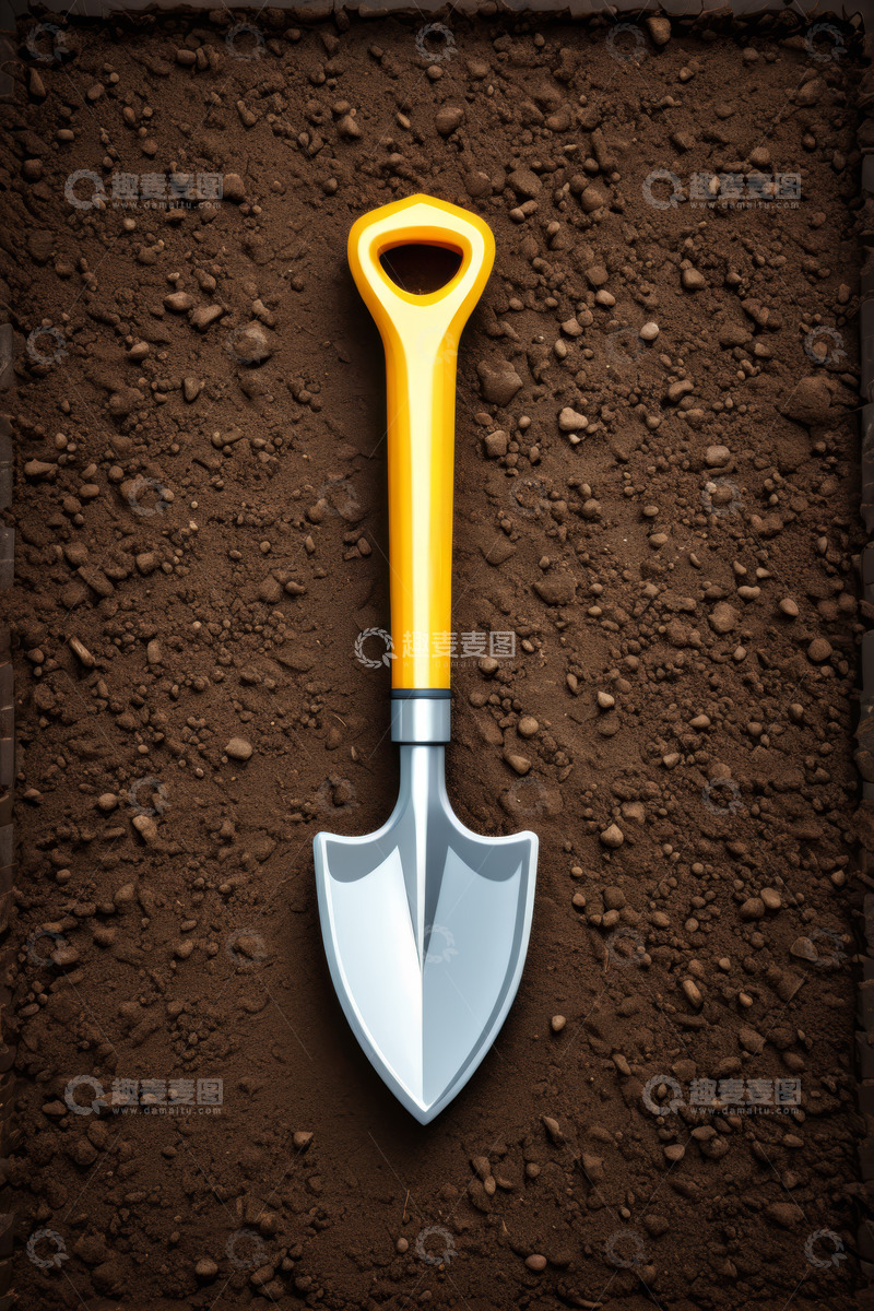 高清大图下载【趣麦麦图】泥土上的园艺小铲子