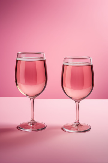 粉色背景中的两杯饮品