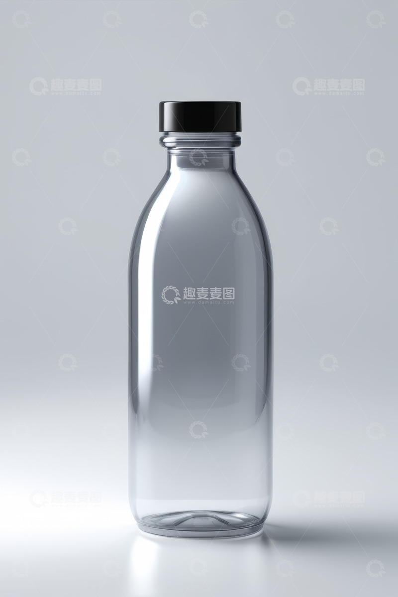 高清大图下载【趣麦麦图】透明塑料瓶带黑色瓶盖