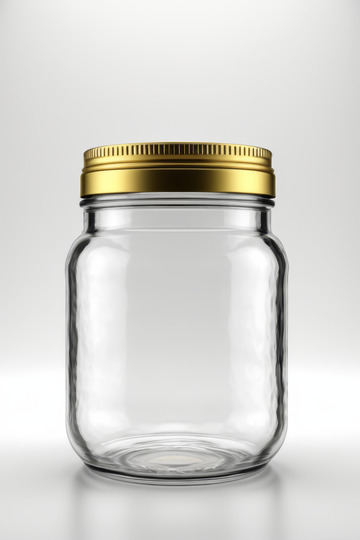 透明玻璃罐配金色瓶盖特写