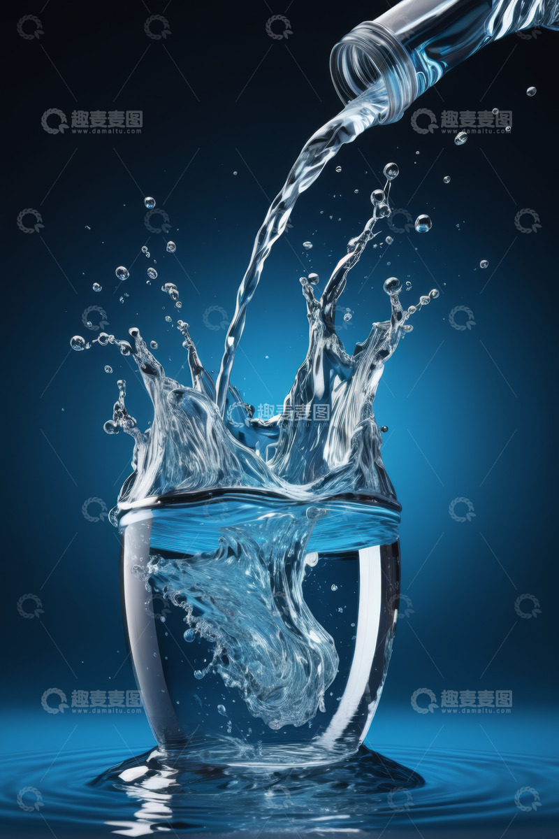 高清大图下载【趣麦麦图】水瓶倒水入玻璃杯瞬间