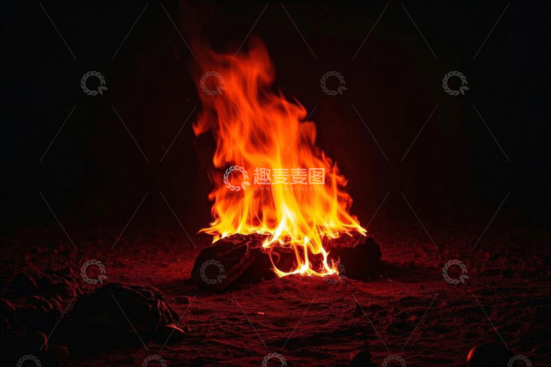 高清大图下载【趣麦麦图】户外燃烧的篝火场景