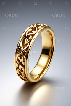 精美花纹黄金戒指特写