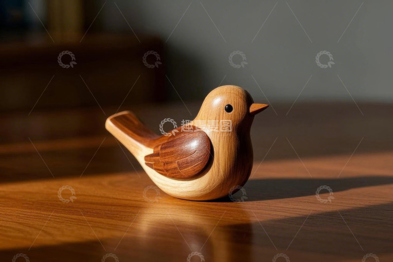 高清大图下载【趣麦麦图】木质小鸟摆件特写