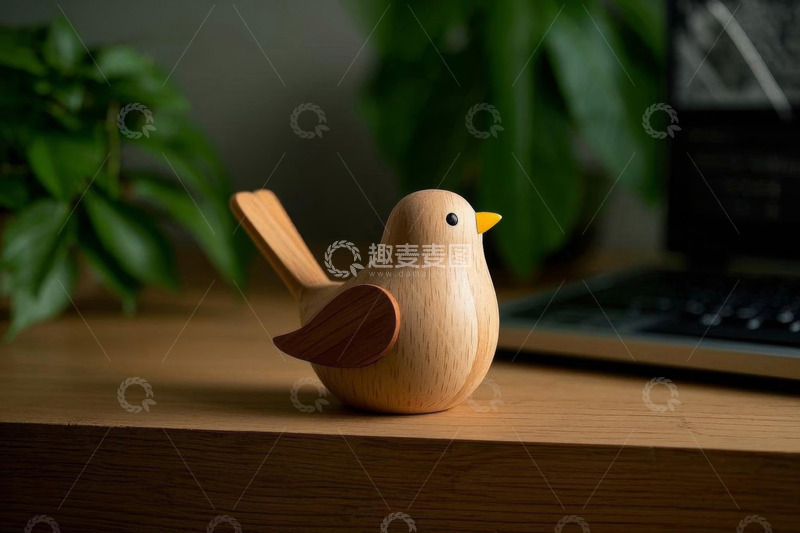 高清大图下载【趣麦麦图】桌上木质小鸟装饰摆件