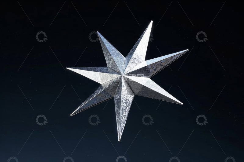 高清大图下载【趣麦麦图】银色立体星形装饰图案