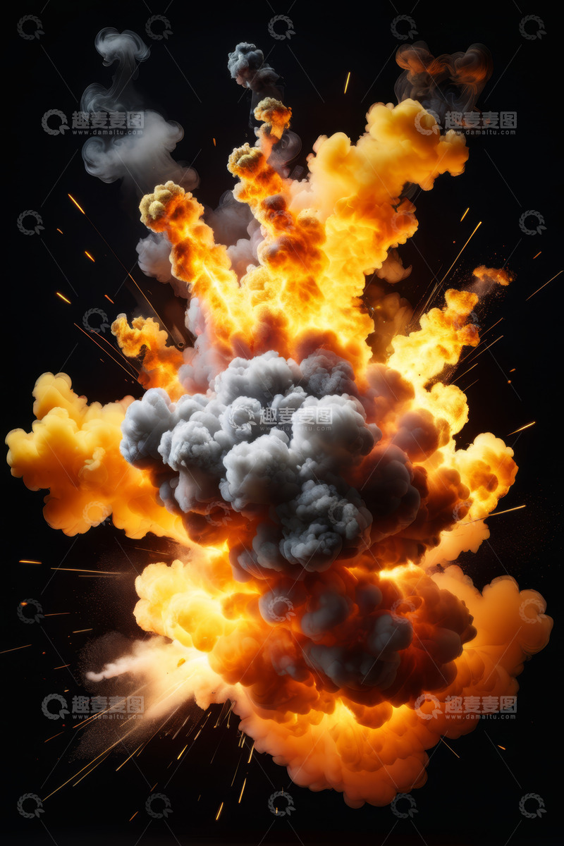 高清大图下载【趣麦麦图】黑色背景上的爆炸特效